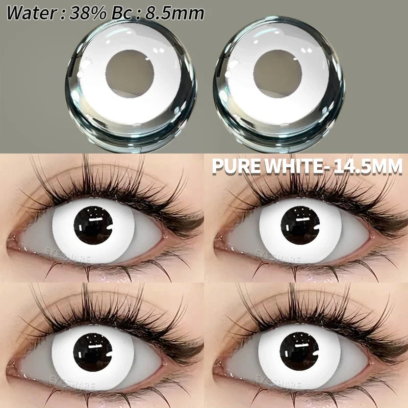 Colored Contact Lenses for Eyes Cosplay Contact Lenses Crazy Lenses Halloween Eyes Lens 1Pair White Lenses Black Lenses