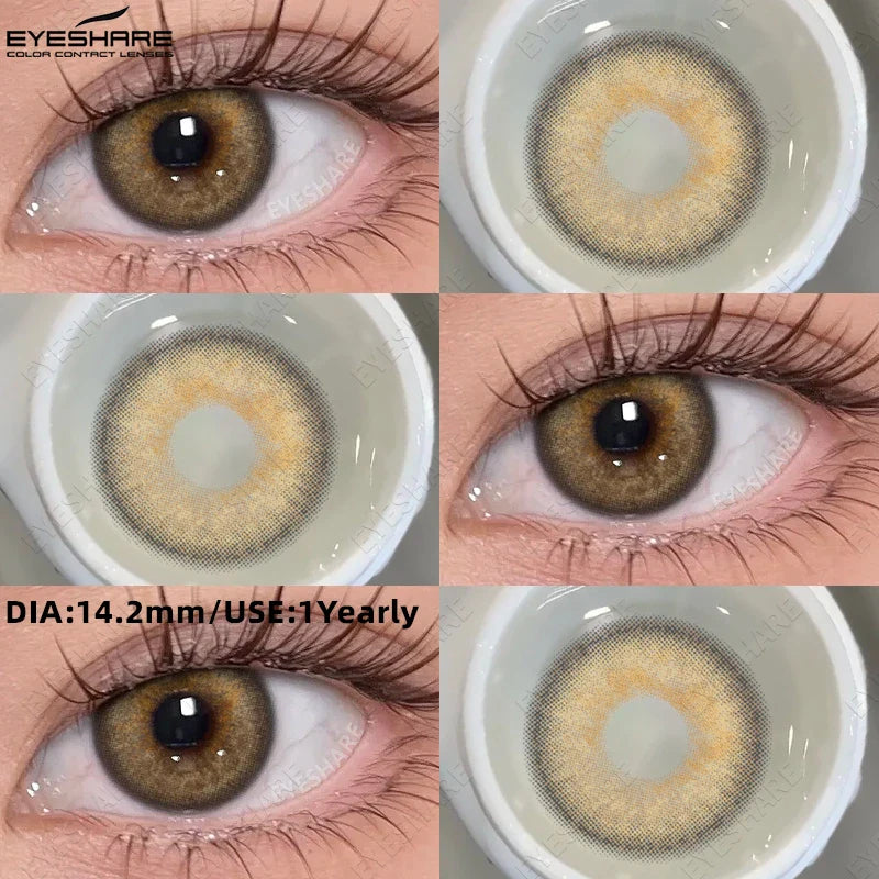 1 Pair Fashion Colored Contact Lenses Popular Natural Gray Brown Beauty Pupils Black Eyes Lens Yearly Blue Eyes Contact