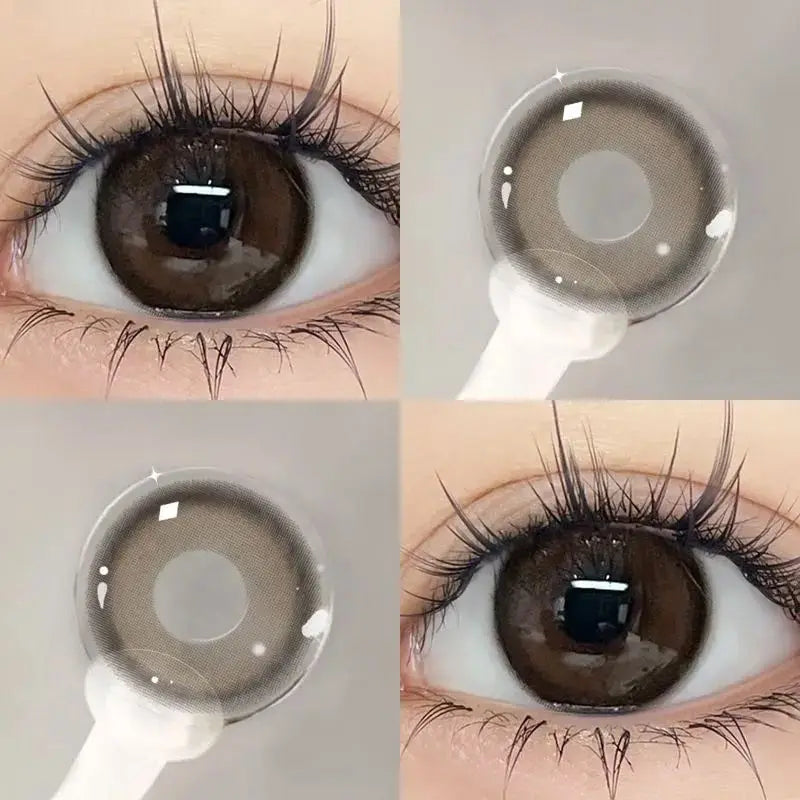 1 Pair Brown Eye Lenses Korean Natural Lenses Color Contact Lenses Eyes with Degree Gray Beautiful Pupil Fast Shipping