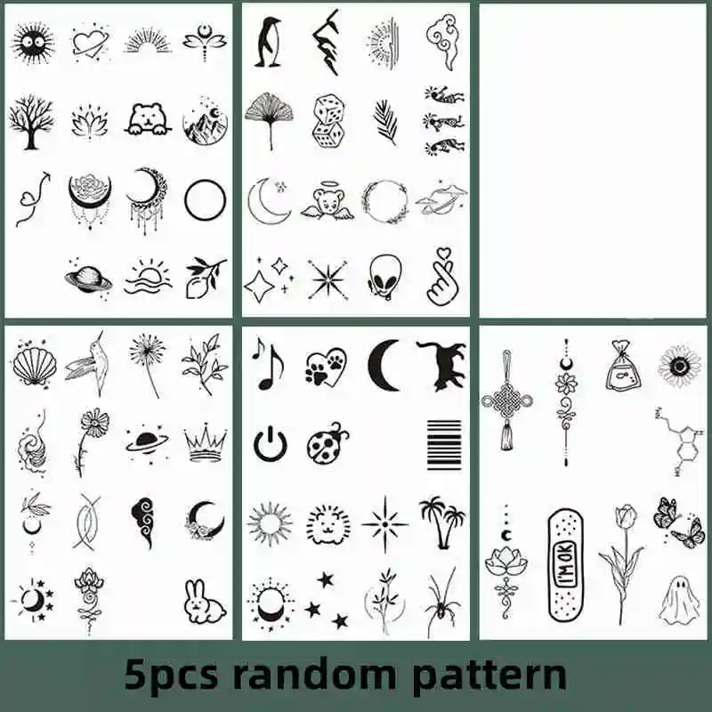 75 Patterns Cute Tattoo Stickers Bear Star Smile Face English Temporary Tattoos Suitable for Summer Tattoos