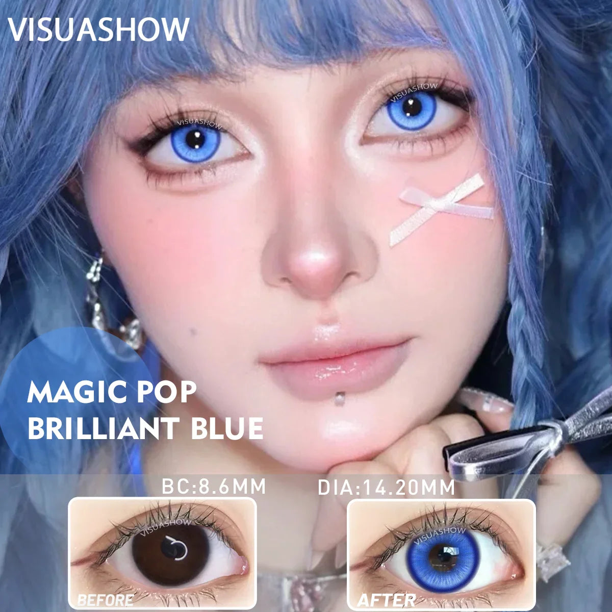 1 Pair Anime Cosplay Colored Contact Lenses, Yearly Disposable Soft Lens, Magic Pop Style for Party & Cute Eye Beauty