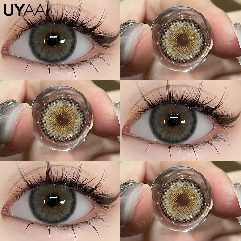 New Brown Colored Contact Lenses Natural Look Green Eye Lenses Gray Contact Women Gray Lenses 2Pcs
