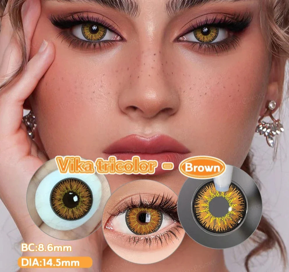 1 Pair Colored Contact Lenses with Degree Natural Eye Contact Prescription Lens Fashion Lenses