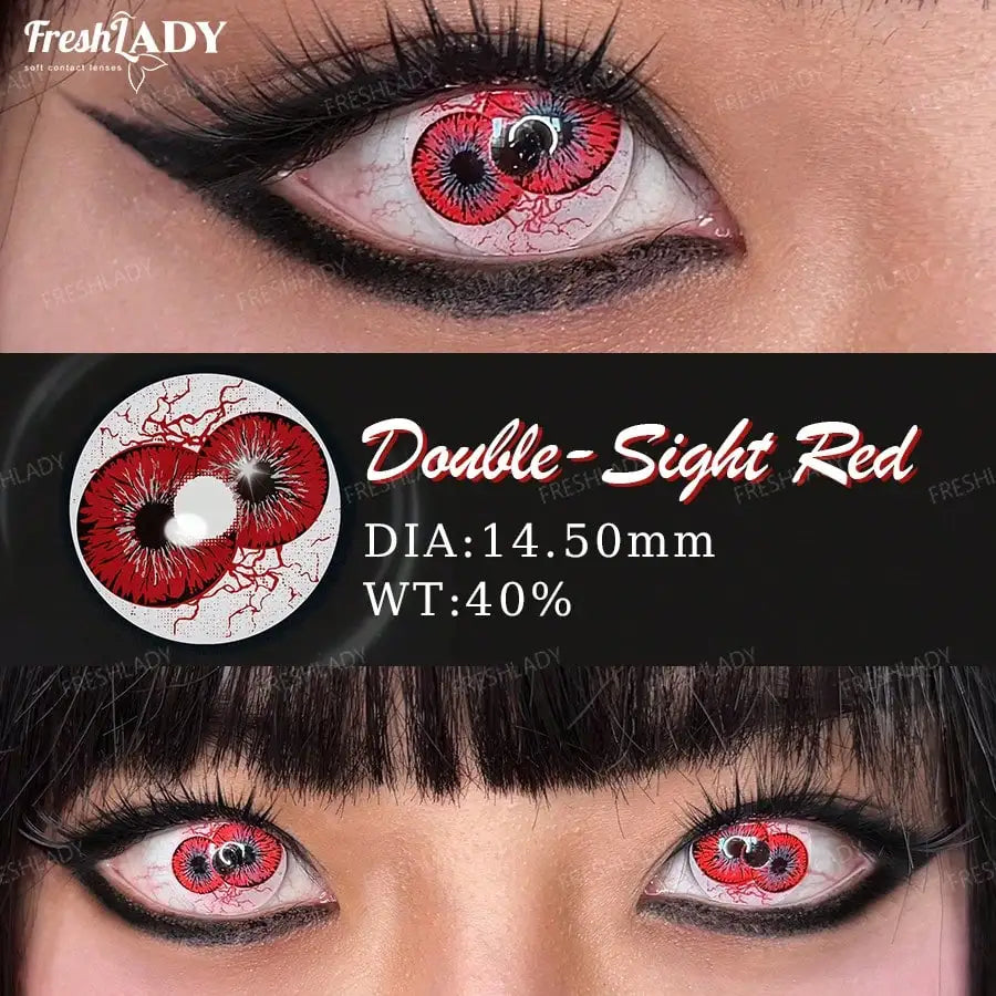 1 Pair Cosplay Color Contact Lenses Crazy Red Anime Contact Lenses For Halloween Role Play Party Cosmetic Holidays