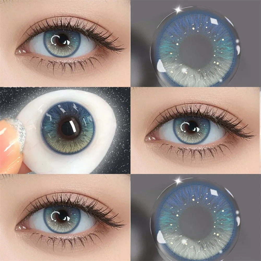 Eye Eyes Color Contacts Colored Contact Lenses Lens Small Pupil Enlarging Cosplay Blue Soft 2Pcs 1 Year Use