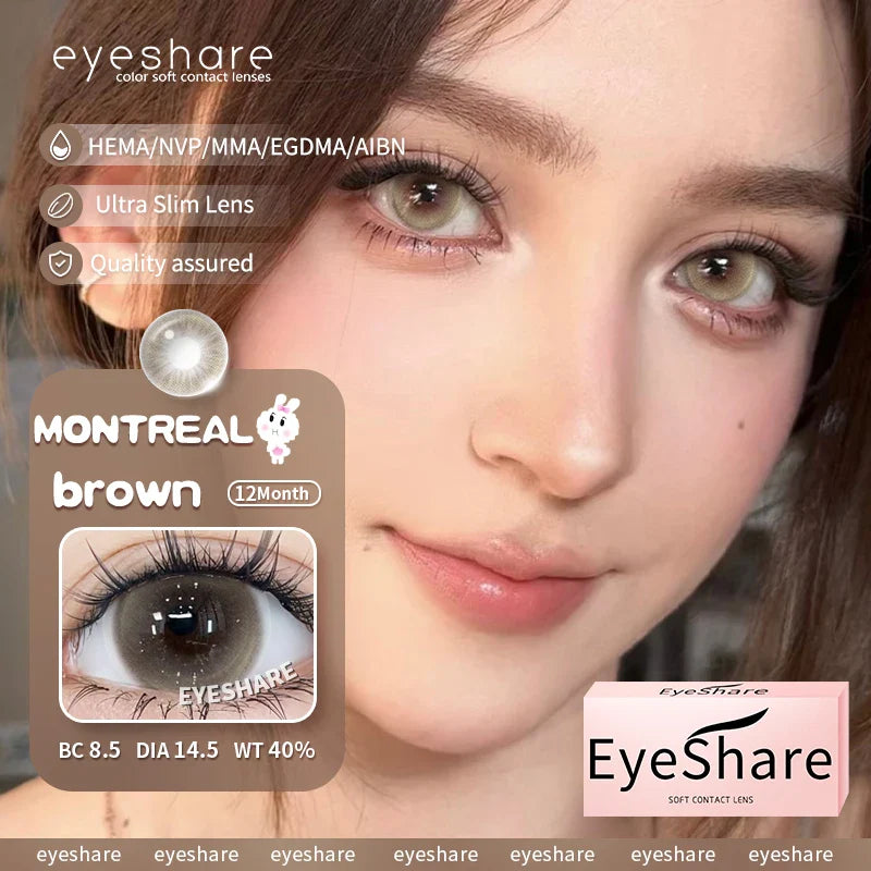 Natural Grey Color Contact Lenses for 1-Year Wear Small Pupil Brown Korean Style Lens for Eyes Beauty Makeup