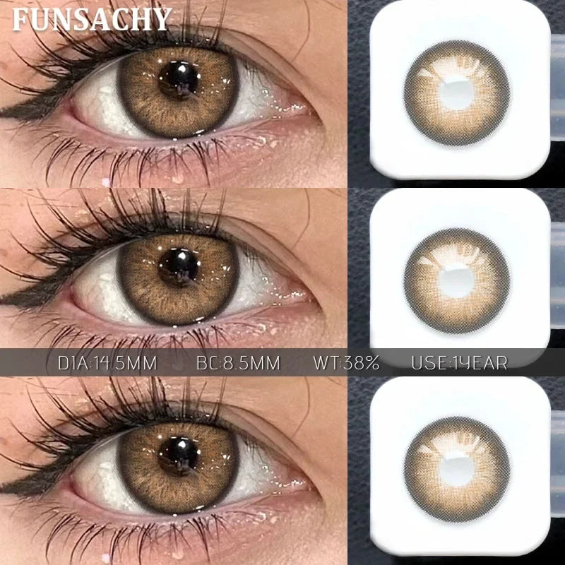 2PCS Brown Series Soft Contact Lenses for Eyes Yearly Wear Natural Daily Makeup Colored Eye Lenses Women Cosmetics Lens