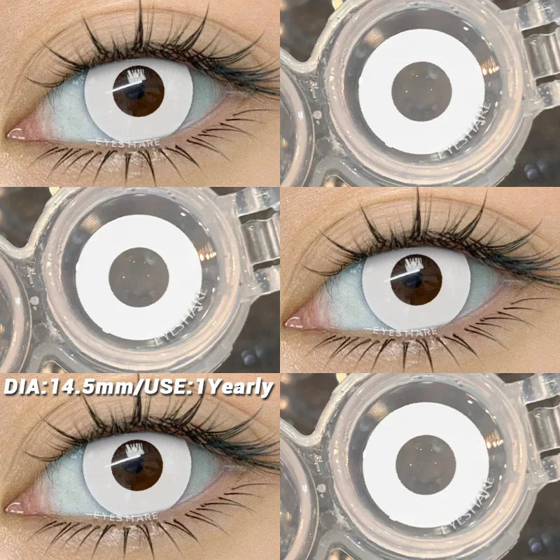 Crazy Halloween Cosplay Anime white Color Contact Lenses for Eyes red Beauty Pupils Role Playing Party Yearly use
