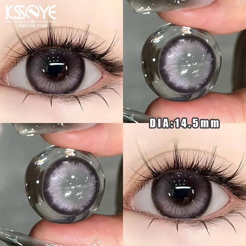 2Pcs Korea Colored Contact Lenses Prescription Myopia Degree -0.00 to-8.00 Blue Makeup Soft Lens Eye Beauty Pupil Lan Cat
