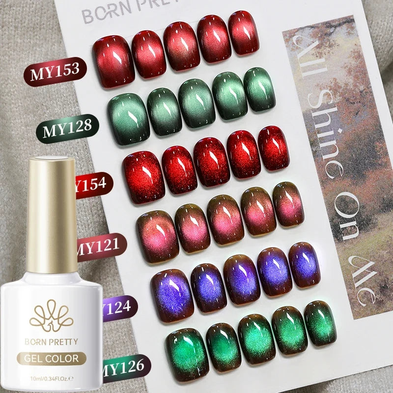 10ml Only Green Glass Bead Cat Magnetic Gel Nail Polish Guava Soda Grape Iced Crystal Salon Soak Off Gel Manicure