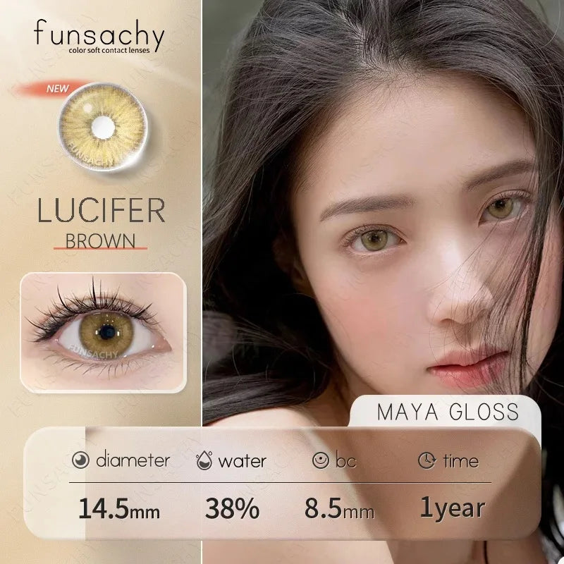 1Pair Natural Brown Contact Lenses for Eyes Colored Lenses Gray Pupils Big Eye Lenses Fashion Beauty Contacts Yearly