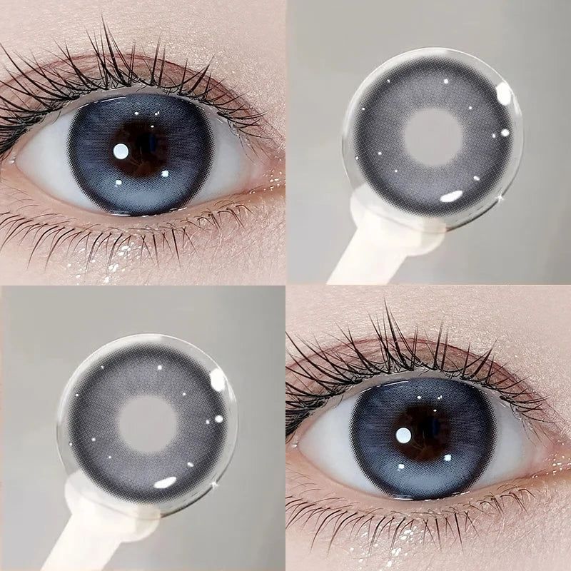 2PCS Yearly New Blue Contact Lenses Colored with Prescription Korean Student Beauty Pupils Cosmetics Fashion Contacts