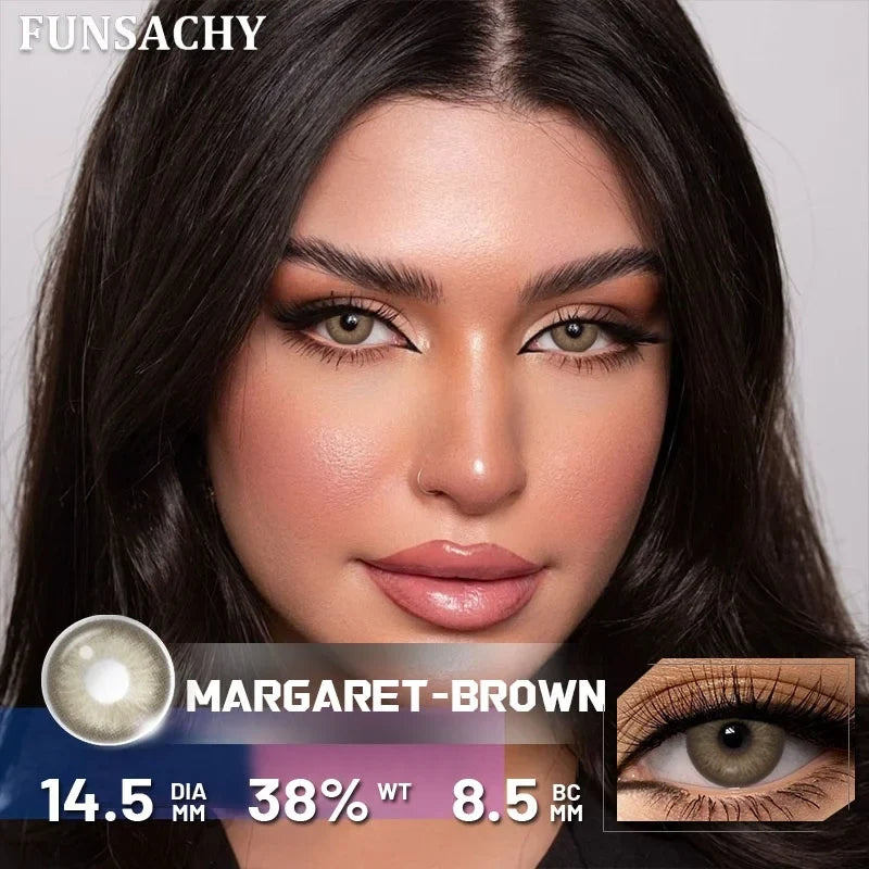 1 Pair New Colored Contact Lenses for Eyes Brown Graduated Fashion Gray Eyes Lenses Yearly Beauty Makeup Lens Women