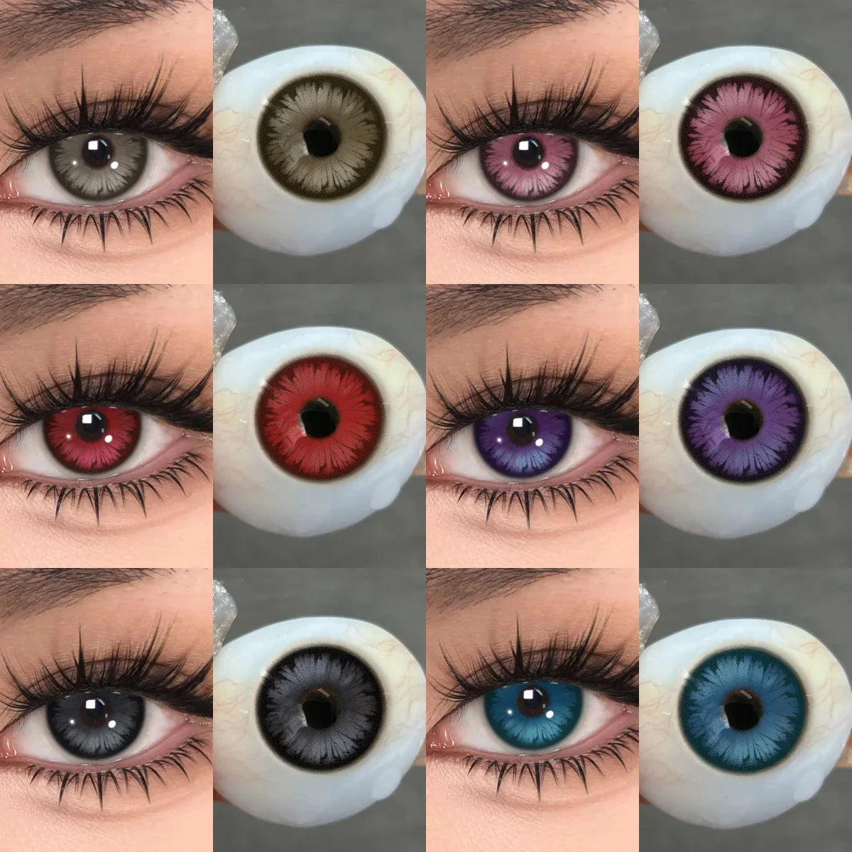 2Pcs Cosplay Contact Lenses Blue Anime Eye Lenses Halloween Red Makeup Beauty Pupils Purple Colored Eye Contacts Yearly