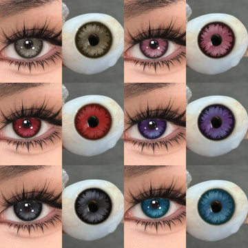 2Pcs Cosplay Contact Lenses Blue Anime Eye Lenses Halloween Red Makeup Beauty Pupils Purple Colored Eye Contacts Yearly