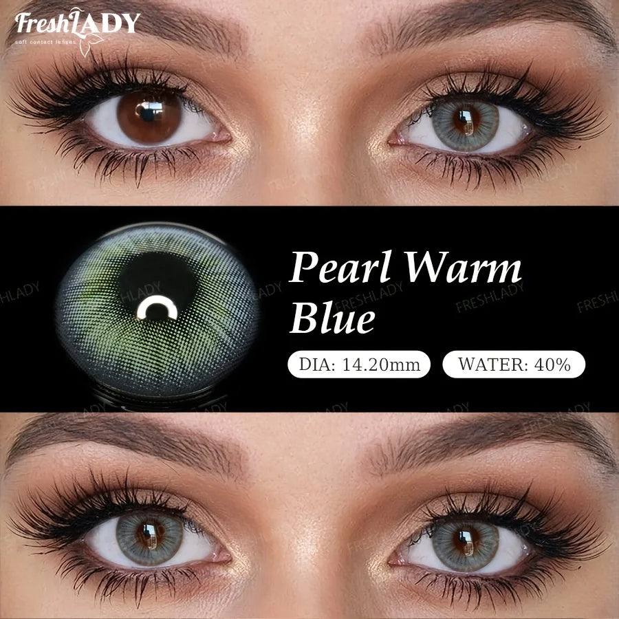 1 Pair Pearl Warm Series Colored Contact Lenses Natural Brown Pupils Eyes Contact lenses Blue Soft Contacts 14.20mm