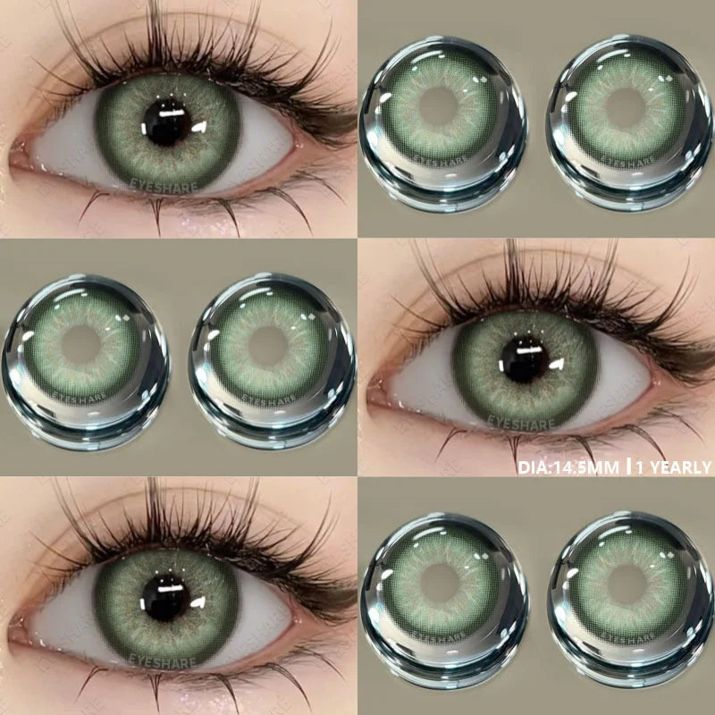 1Pair Color Contact Lenses for Eyes Natural Brown Lenses Fashion Blue Lenses Green Eye Contacts Yearly Use Eye Lens
