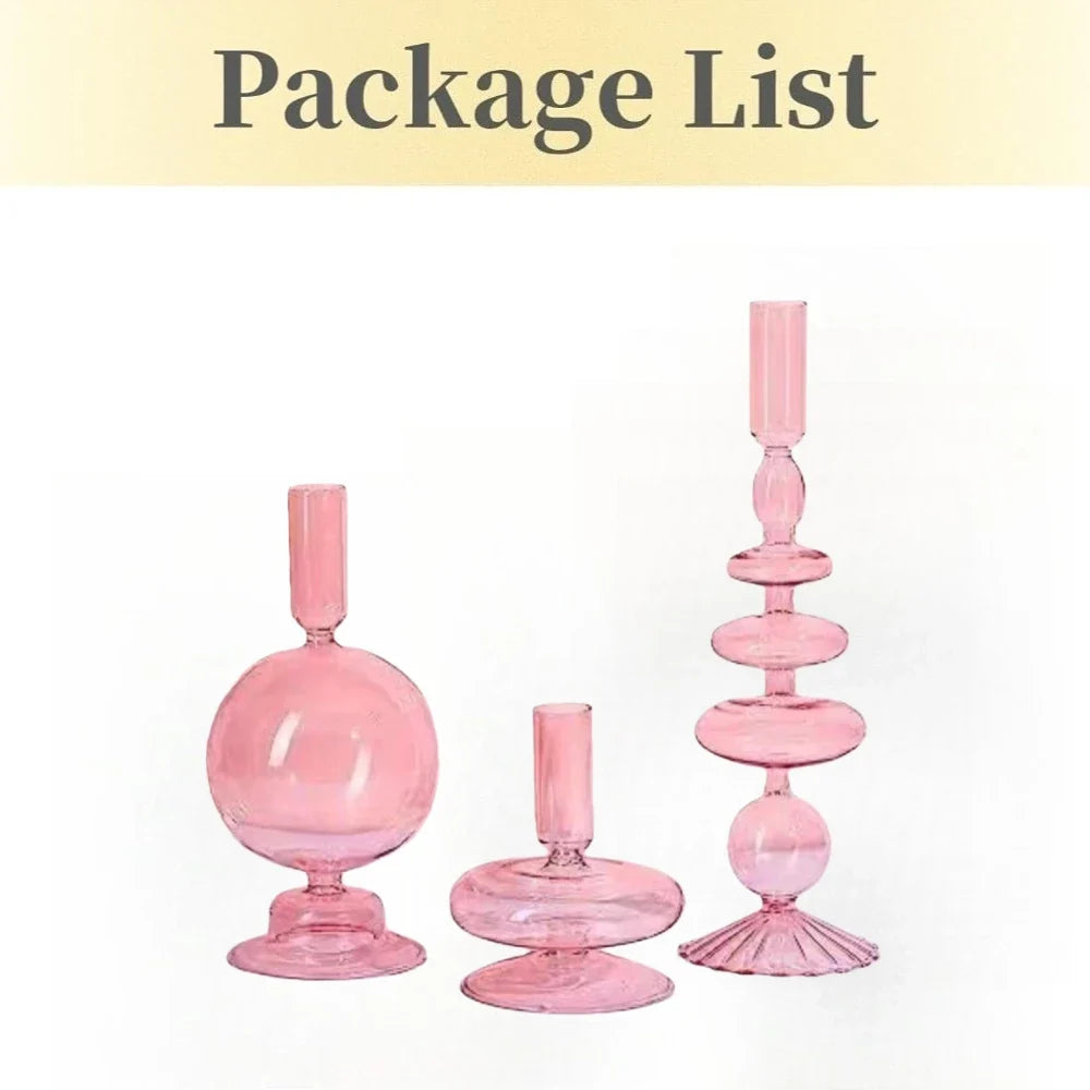 Modern Bubble Shaped Glass Candlestick Holder Set Taper Candle Stand Elegant Desktop Decoration for Party Living Room Banquet