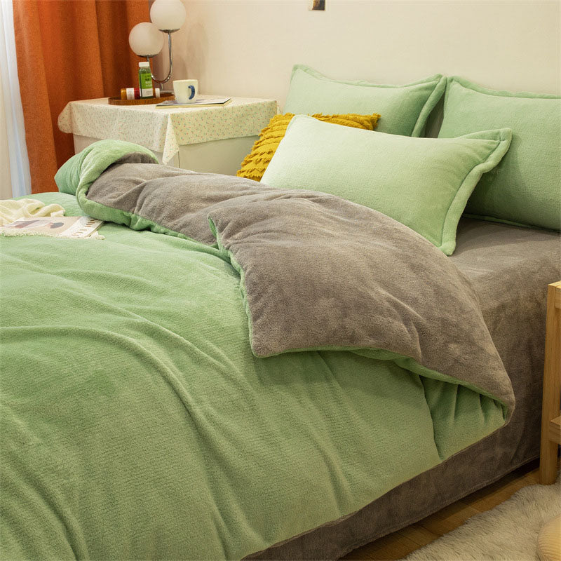 Winter Warm Duvet Cover Queen Size Bed Coral Fleece Quilt Cover King Size Bed Flannel Comforter Case Flannel Blanket Bedding