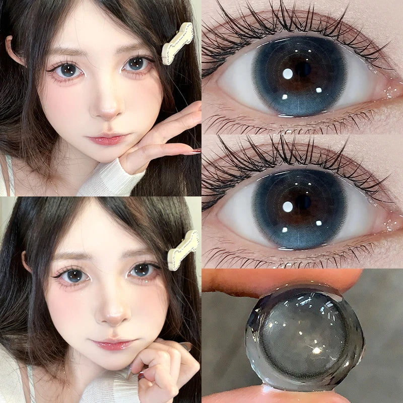 1 Pair Contact Lenses with Degree Colored Pupils Brown Lenses Blue Natural Korean Soft Lenses Fast Shipping