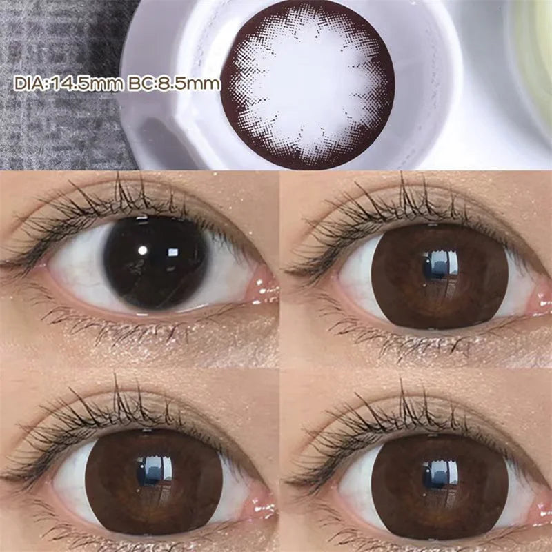 2pcs Yearly Contacts Lences Myopia Beautiful Big Black Eye Colored Contact Lenses Color With Prescription Myopic Lens