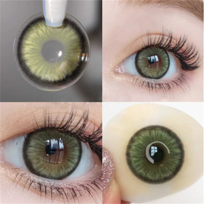 1pair/2pcs Black Large Diameter Color Contact Lenses Men with Diopter Myopia Fashion Color Contact Lenses Natural