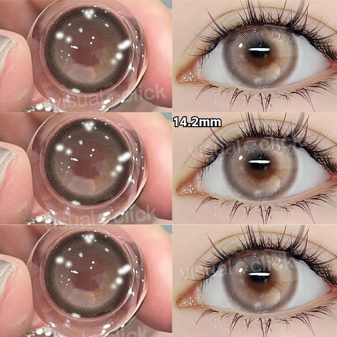 VisualClick Colored Contact Lens Nature Brown 2Pcs/Pair Year New Lenses with Myopia Degree Grade 0.00- 8.00 Soft Lens