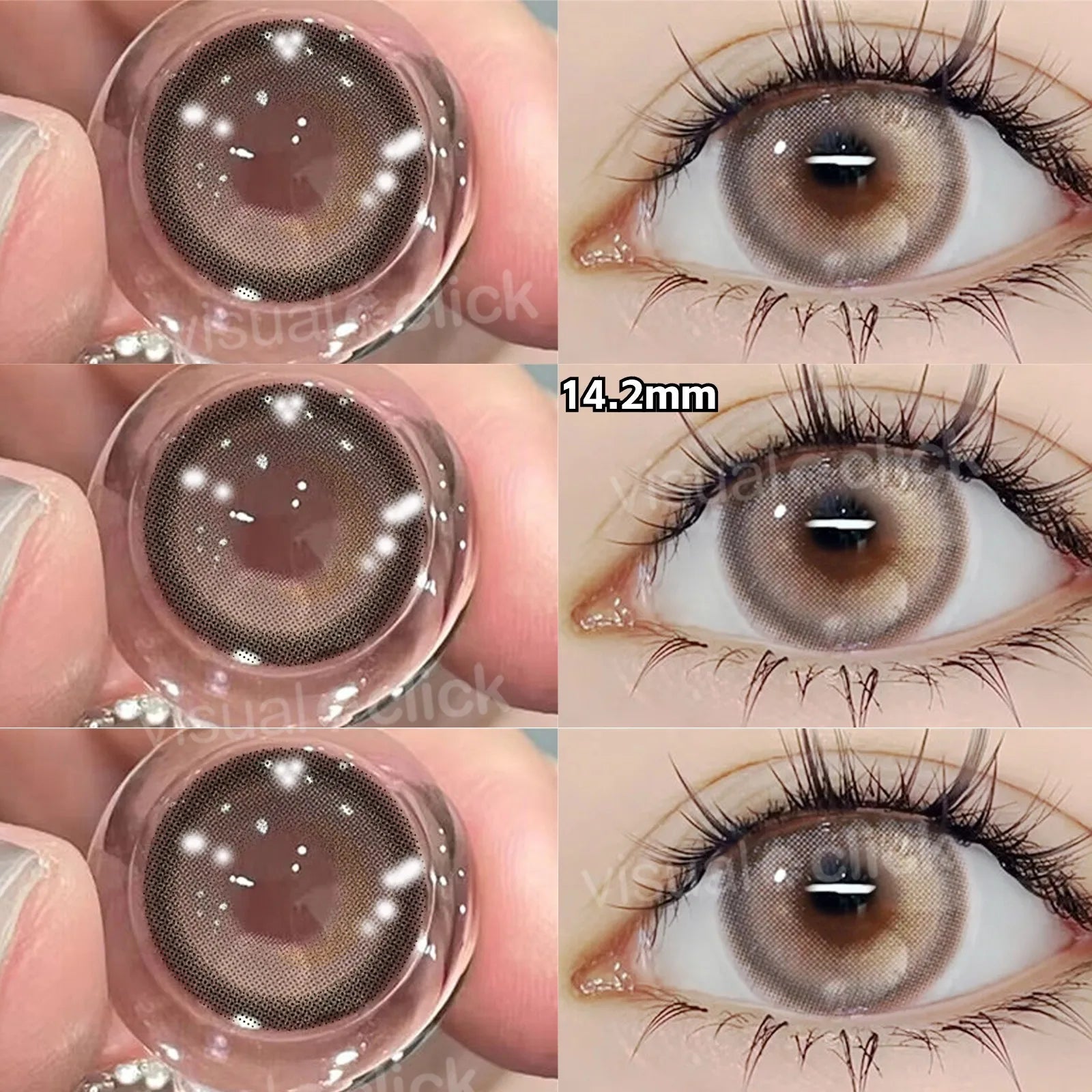VisualClick Colored Contact Lens Nature Brown 2Pcs/Pair Year New Lenses with Myopia Degree Grade 0.00- 8.00 Soft Lens