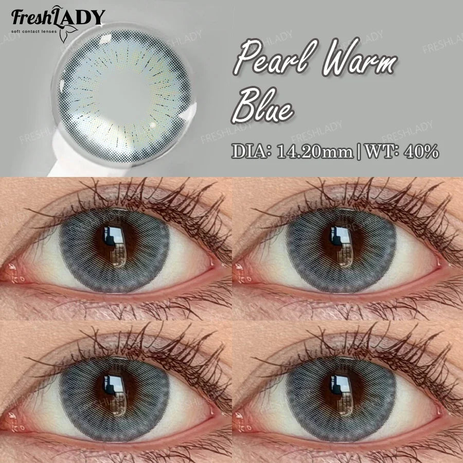 1 Pair Pearl Warm Series Colored Contact Lenses Natural Brown Pupils Eyes Contact lenses Blue Soft Contacts 14.20mm