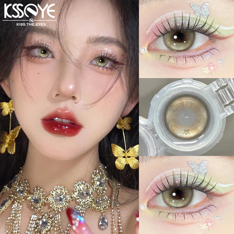 2 pcs New 0~-8.00 Myopia Lenses Brown Natural Color Contact Lenses for Eyes with Degree Korean Student Pink Beauty Pupil