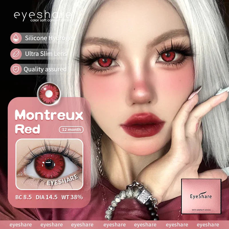 2Pcs Cosplay Contact Lenses Blue Anime Eye Lenses Halloween Red Makeup Beauty Pupils Purple Colored Eye Contacts Yearly