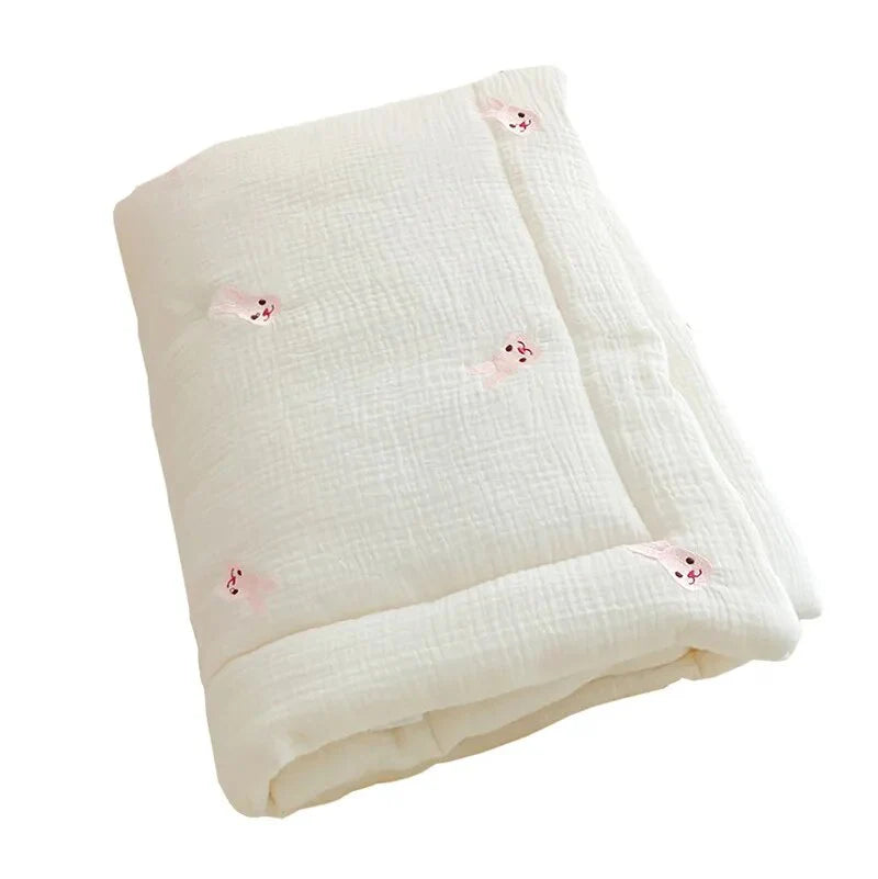Korean Cream Baby Quilt Pure Cotton Mink Blanket Baby Four Seasons Warm Soft Wool Swaddle Wrapped Bedding 1.2x1.5M