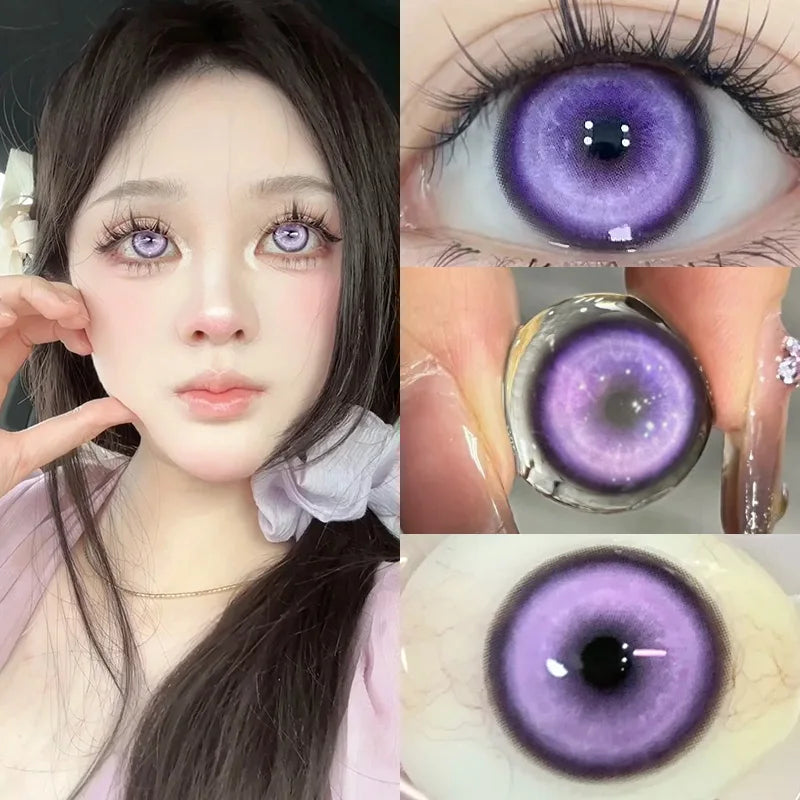 2Pcs Halloween Cosplay Color Contact Lenses for Eyes with Degree Cosmetic Lens Green Eyes Makeup Soft Blue Beauty Pupil