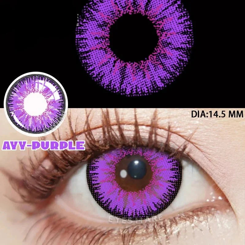 1 Pair Color Contact Lenses for Eyes Cosplay Red Color Lens Anime Purple Lenses Korean Lenses Big Eye Lens Blue Lenses