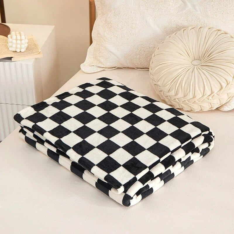 Ins Checkerboard Blanket Classic Plaid Sofa Blanket Spring and Summer Air Conditioning Blanket Office Nap Shawl Cushion Sofa