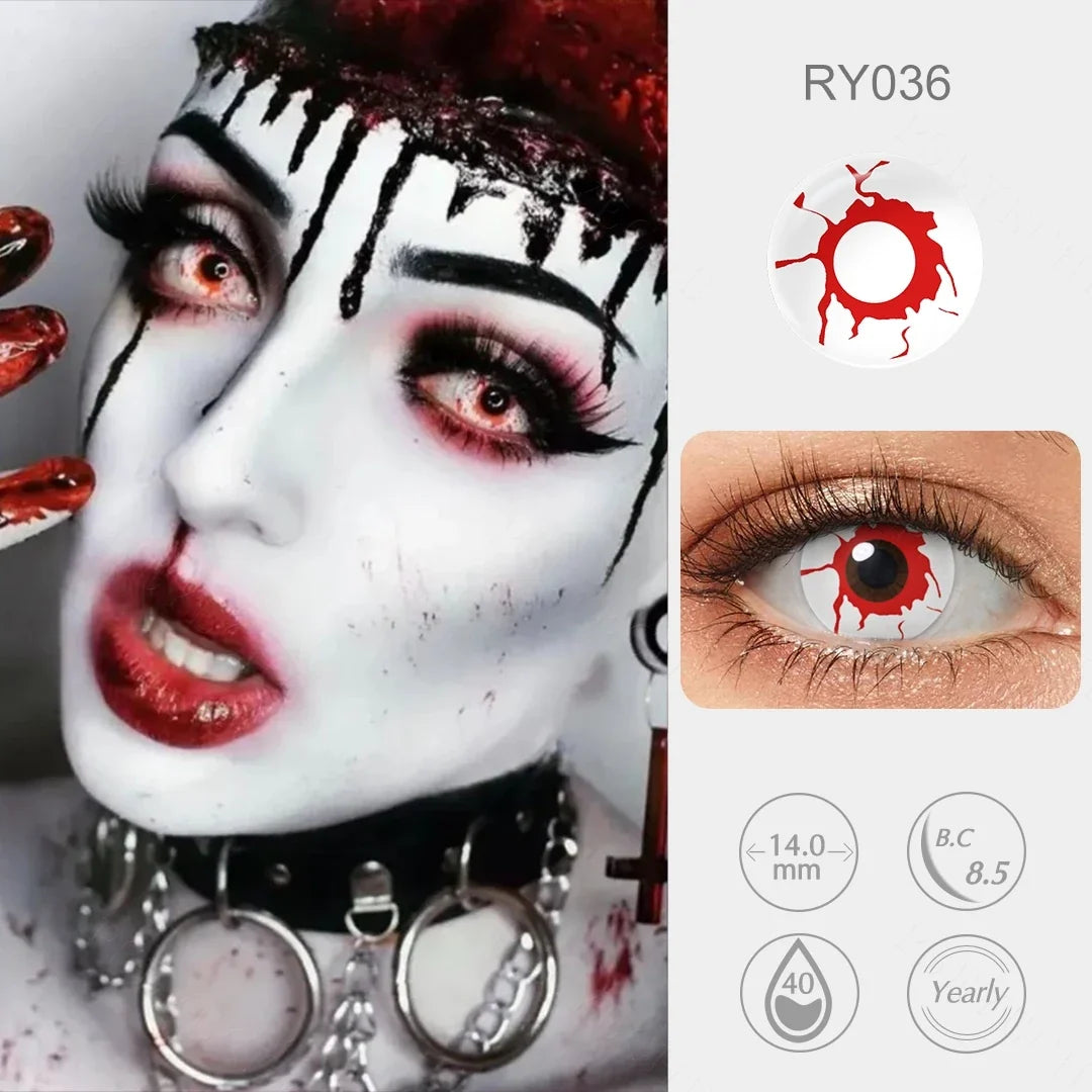 Yearly Use Halloween Contact Lenses For Cosplay Vampire Red Colored Contact Lenses Eye Lenses Blood Makeup Contact Lens