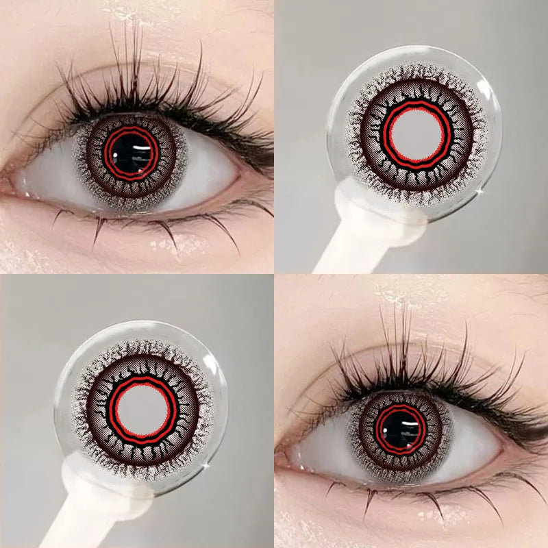 2Pcs Halloween Cosplay Color Contact Lenses for Eyes Crazy Red Anime Accessories Yellow Blue Pupilentes Fast Shipping