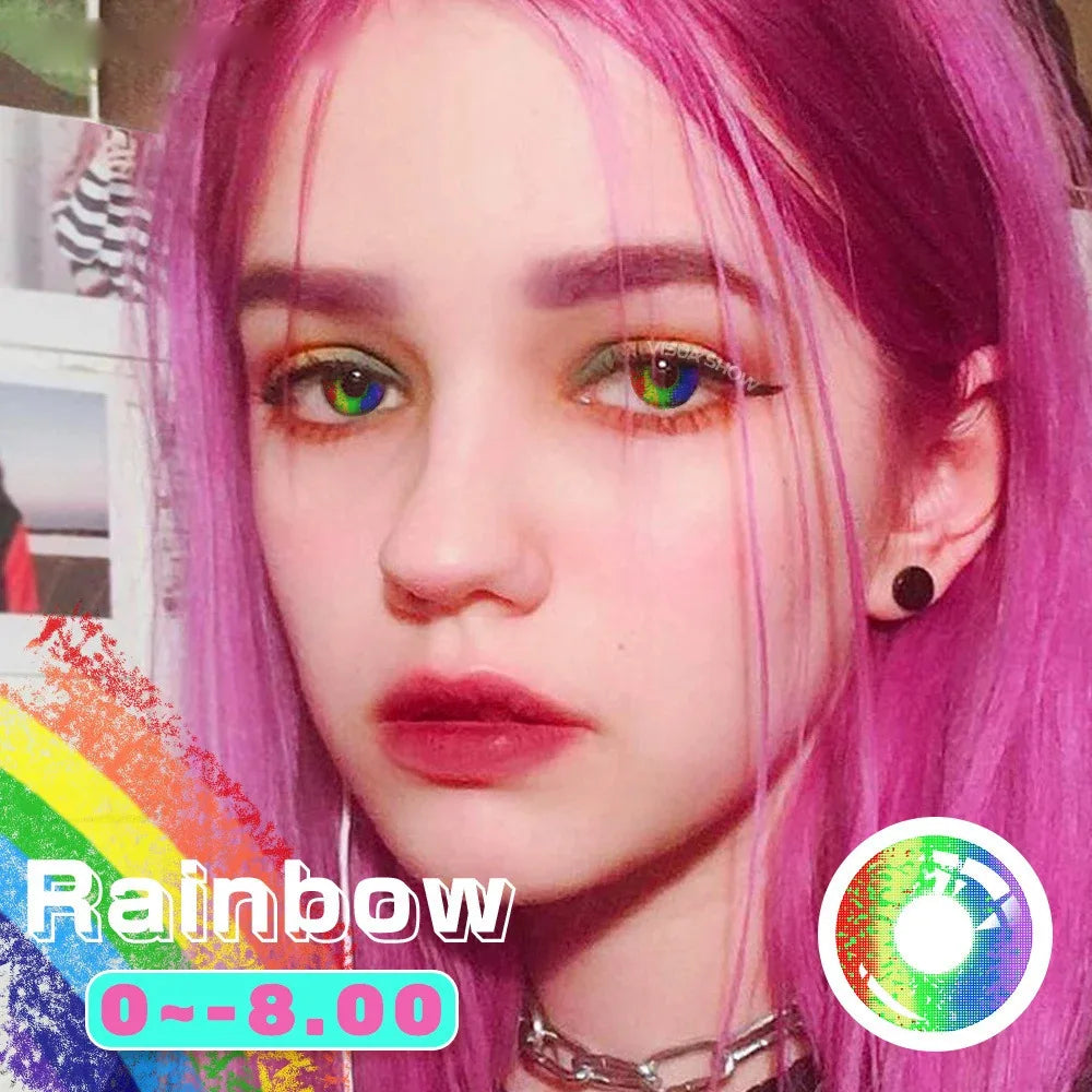 Eyes Color Contacts Colored Contact Lenses Lens Prescription Myopia Cosplay Anime 2Pcs 12 Months 1 Year Yearly Use