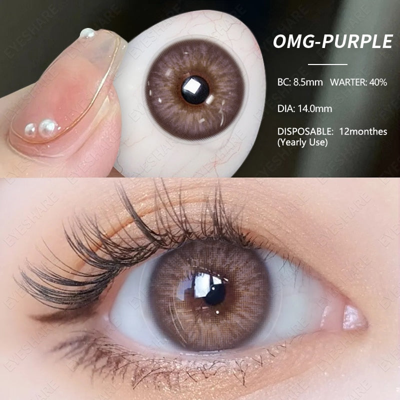 1 Pair Natural Color Contact Lenses for Eyes Beauty Pupils Gray Lenses Eye OMG 14.0mm Yearly Use Brown Contact Lenses