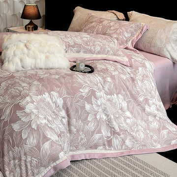 Luxury Thickened Warm Winter Bedding Set Blooming Flowers Carved Velvet Duvet Cover Flat/Fitted Bed Sheet Pillowcases 4Pcs