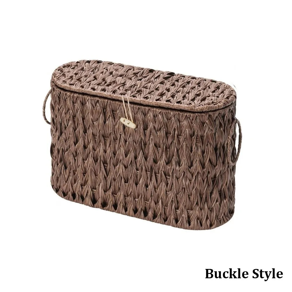 Water Hyacinth Toilet Paper Storage Baskets Large Capacity with Lids Toilet Paper Holder Durable Household Wicker Baskets