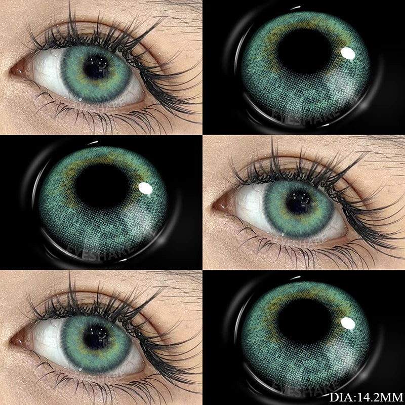 1 Pair Green Contact Lenses for Eyes Beauty Pupils Lenses Eye 14.2mm Yearly Use Fashion Blue Colored Contacts Lenses Green