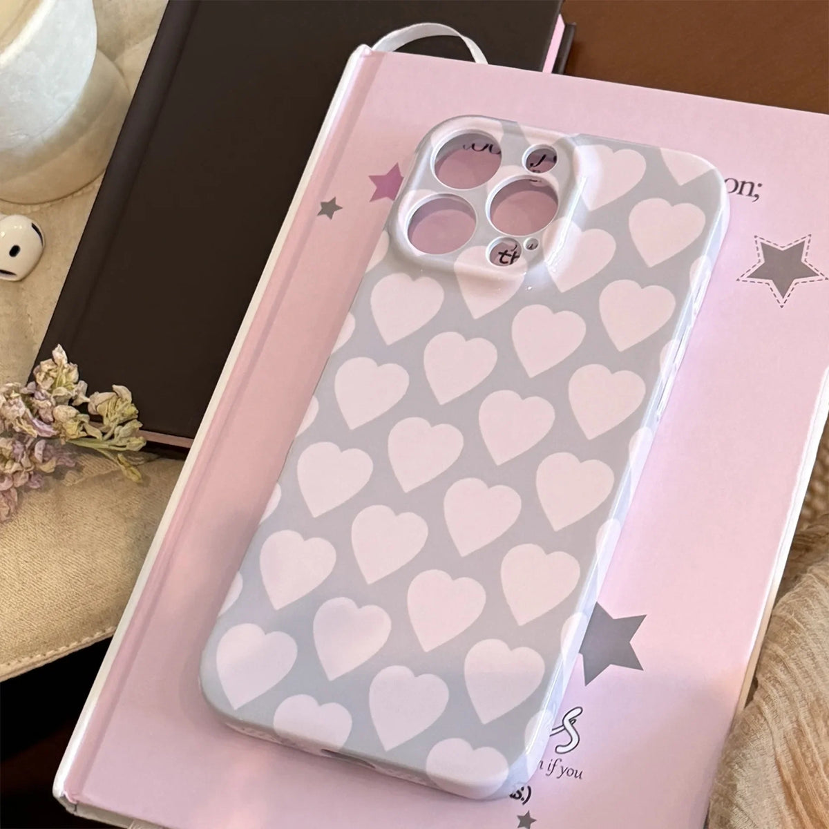 Fashion Love Heart Pattern Phone Case For iPhone 11 12 13 14 15 16 Pro Max X XR XS Max 7 8 Plus Shockproof Soft Back Cover Coque