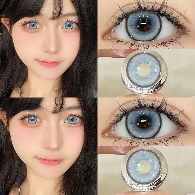 1 Pair High Quality Blue Lenses Colorld Contact Lenses with Degree 0.00 to- 8.00 Cosmetic Natural Eye Contacts Lenses