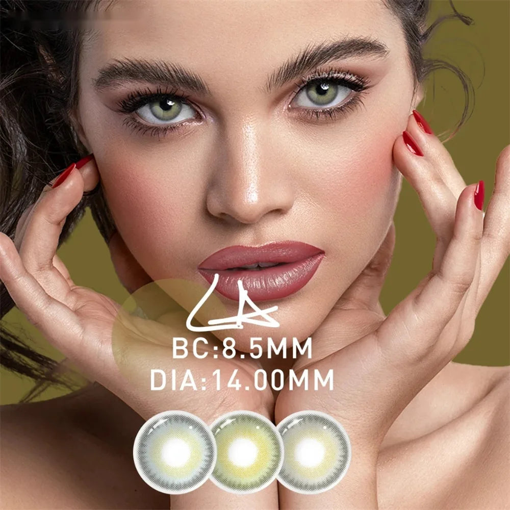 Eyes Color Contacts Colored Contact Lenses Lens Small Pupil Beauty 3 Tones Green 14.2mm 2Pcs 6 Months Half Year Use