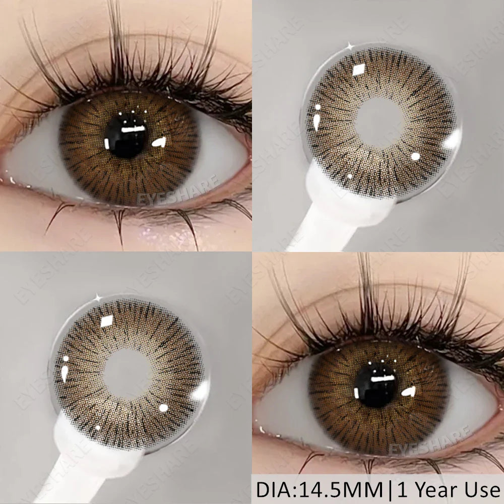 0~-6.00 Myopia Black Colored Contact Lenses with Prescription Brown Lenses with Degree Pupils Lens Fashion Yearly