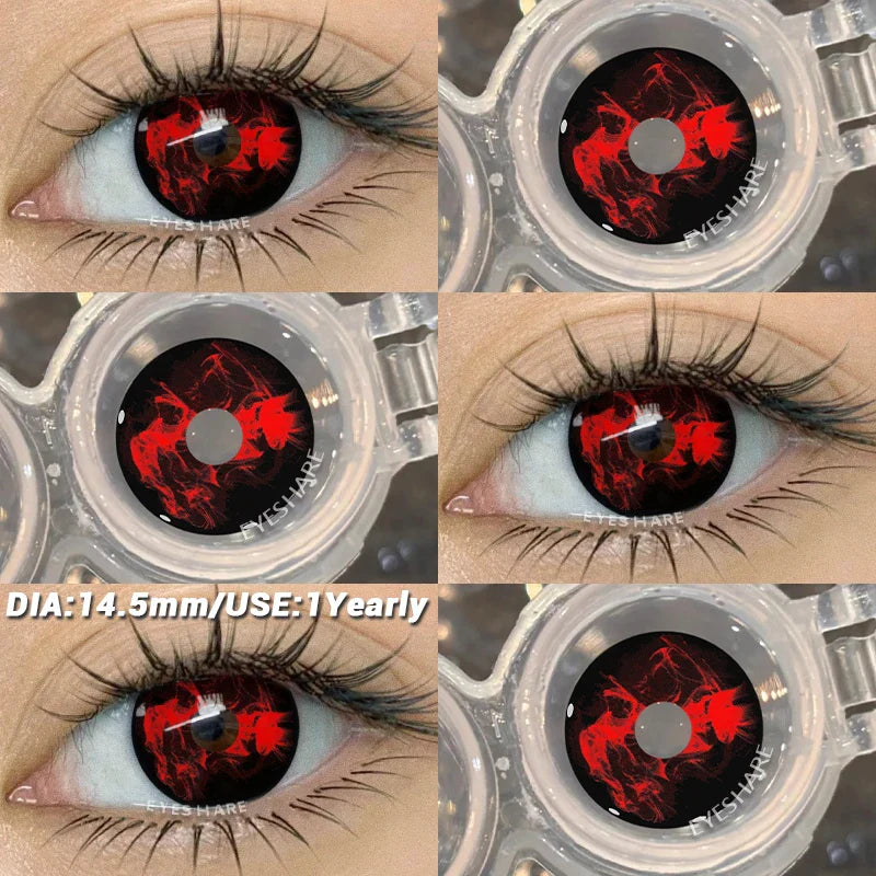 Crazy Halloween Cosplay Anime white Color Contact Lenses for Eyes red Beauty Pupils Role Playing Party Yearly use