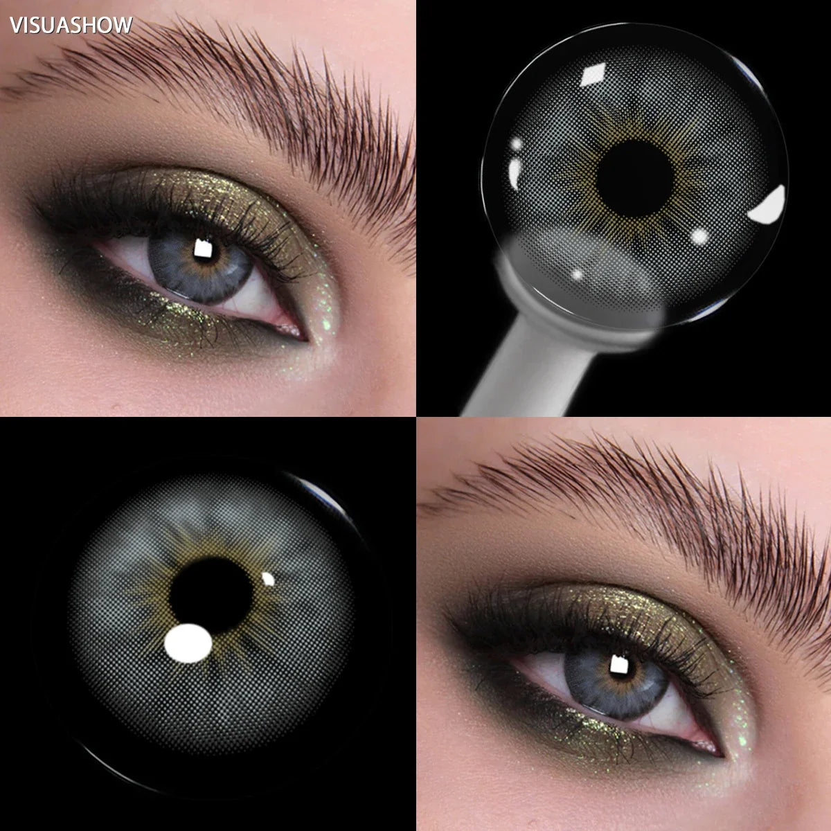14.2mm Cleopatra Green Colored Contact Lenses Half Yearly Disposable Blue Brown Natural Soft Lens for Daily Eye Makeup