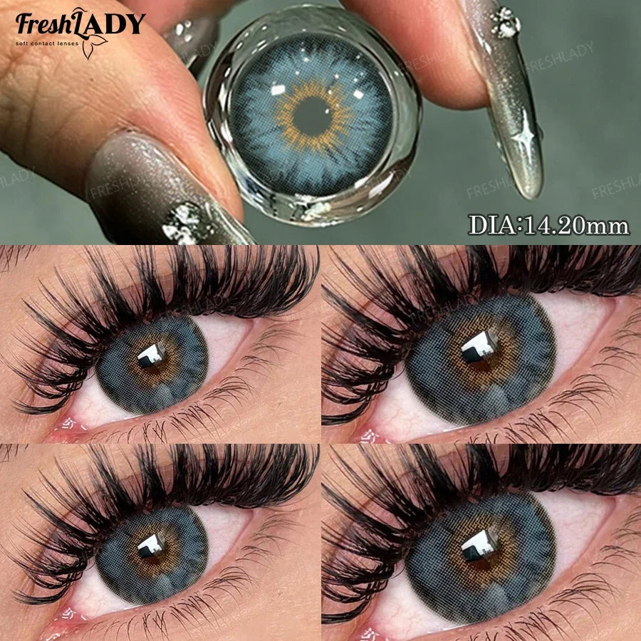 1 Pair Colored Contact Lenses Natural Brown Pupils Eyes Contact lenses Green Soft Contacts 14.20mm