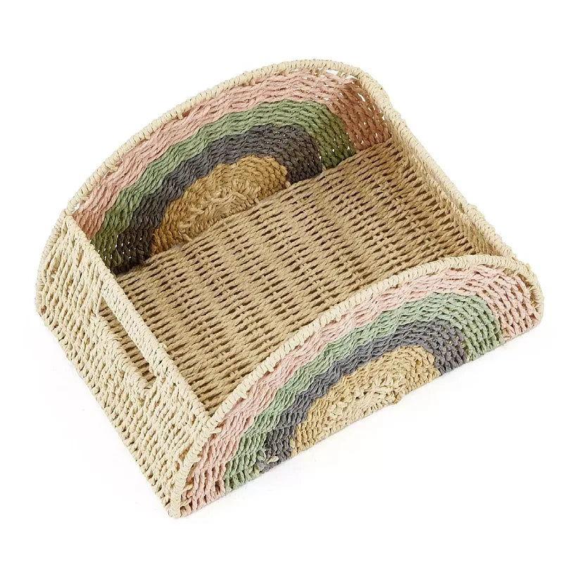 Rainbow Book Storage Basket Desktop Sundries Organizer Creative Stationery Storage Basket for Home Office Use Household Goods